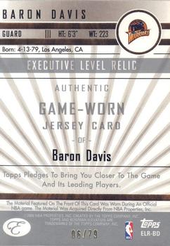 2006-07 Bowman Elevation - Executive Level Relics (79) Blue #ELR-BD Baron Davis Back