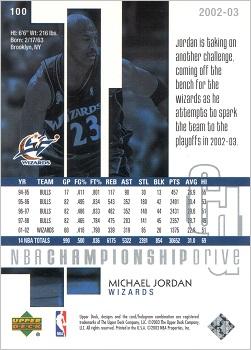 2002-03 Upper Deck Championship Drive #100 Michael Jordan Back
