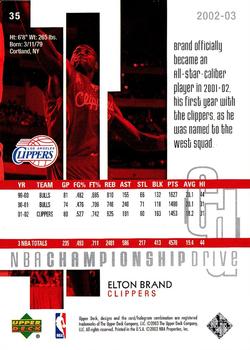 2002-03 Upper Deck Championship Drive #35 Elton Brand Back