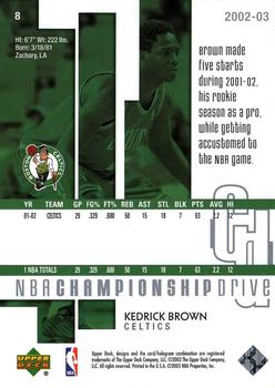 2002-03 Upper Deck Championship Drive #8 Kedrick Brown Back