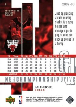 2002-03 Upper Deck Championship Drive #9 Jalen Rose Back