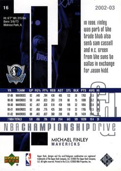 2002-03 Upper Deck Championship Drive #16 Michael Finley Back