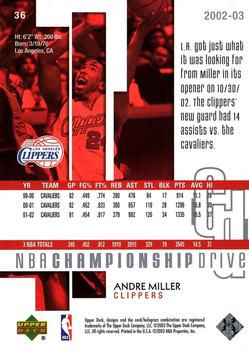 2002-03 Upper Deck Championship Drive #36 Andre Miller Back
