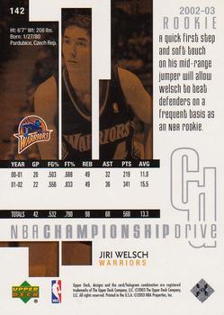 2002-03 Upper Deck Championship Drive #142 Jiri Welsch Back