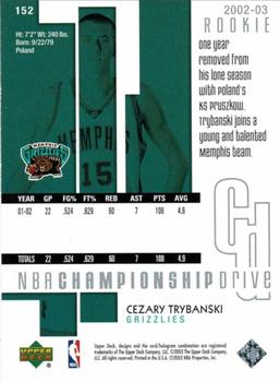 2002-03 Upper Deck Championship Drive #152 Cezary Trybanski Back