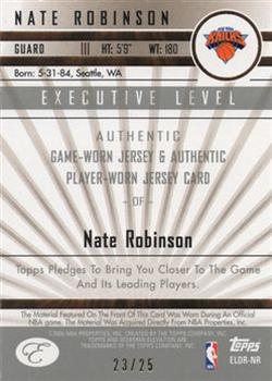 2006-07 Bowman Elevation - Executive Level Relics Dual (25) Gold #ELDR-NR Nate Robinson Back