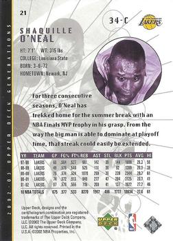 2002-03 Upper Deck Generations #21 Shaquille O'Neal Back