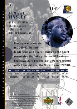 2002-03 Upper Deck Generations #17 Jamaal Tinsley Back
