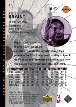 2002-03 Upper Deck Generations #20 Kobe Bryant Back