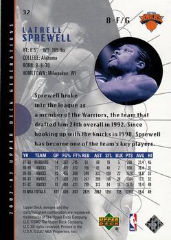 2002-03 Upper Deck Generations #32 Latrell Sprewell Back