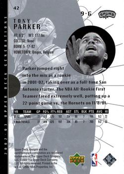 2002-03 Upper Deck Generations #42 Tony Parker Back