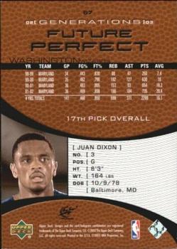 2002-03 Upper Deck Generations #67 Juan Dixon Back