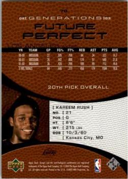 2002-03 Upper Deck Generations #70 Kareem Rush Back