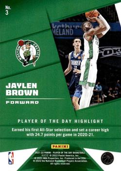 2021-22 Panini NBA Player of the Day #3 Jaylen Brown Back