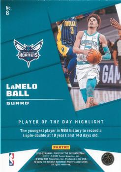 2021-22 Panini NBA Player of the Day #8 LaMelo Ball Back