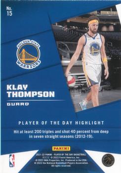 2021-22 Panini NBA Player of the Day #15 Klay Thompson Back