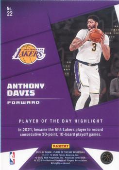 2021-22 Panini NBA Player of the Day #22 Anthony Davis Back