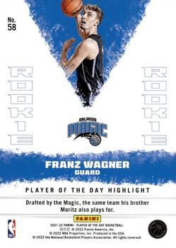 2021-22 Panini NBA Player of the Day #58 Franz Wagner Back