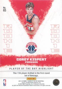 2021-22 Panini NBA Player of the Day #65 Corey Kispert Back