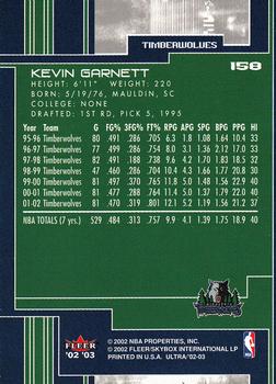 2002-03 Ultra #158 Kevin Garnett Back