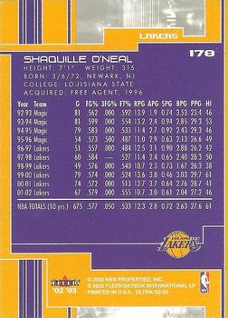 2002-03 Ultra #178 Shaquille O'Neal Back