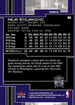 2002-03 Ultra #5 Peja Stojakovic Back