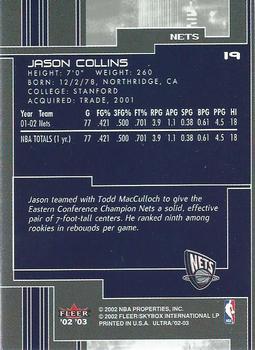 2002-03 Ultra #19 Jason Collins Back