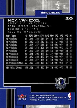 2002-03 Ultra #20 Nick Van Exel Back