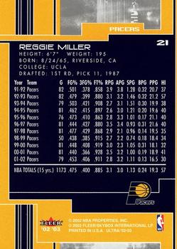 2002-03 Ultra #21 Reggie Miller Back
