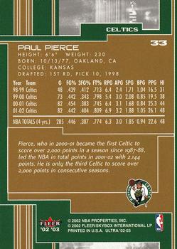 2002-03 Ultra #33 Paul Pierce Back