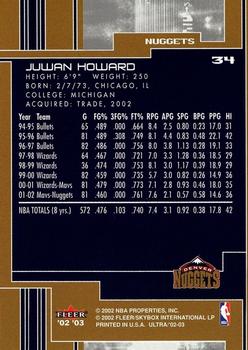 2002-03 Ultra #34 Juwan Howard Back