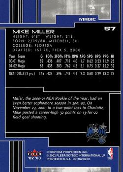 2002-03 Ultra #57 Mike Miller Back