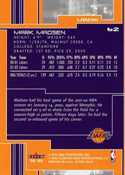 2002-03 Ultra #62 Mark Madsen Back