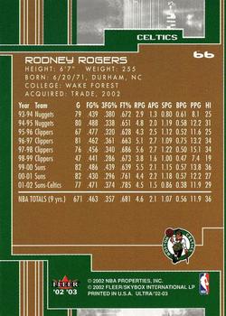 2002-03 Ultra #66 Rodney Rogers Back