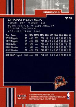 2002-03 Ultra #74 Danny Fortson Back
