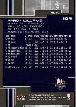 2002-03 Ultra #104 Aaron Williams Back