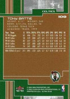 2002-03 Ultra #108 Tony Battie Back