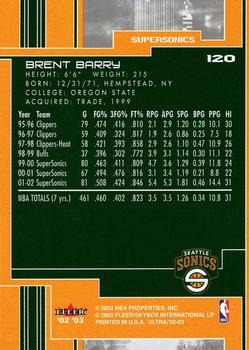 2002-03 Ultra #120 Brent Barry Back