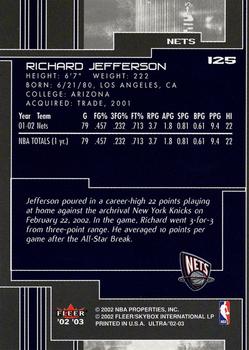 2002-03 Ultra #125 Richard Jefferson Back