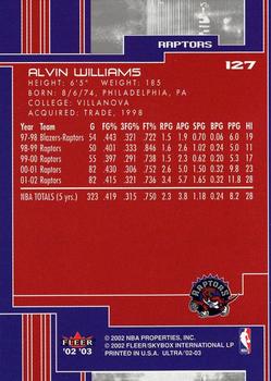 2002-03 Ultra #127 Alvin Williams Back