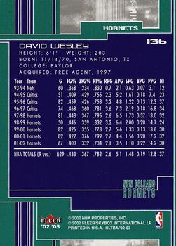 2002-03 Ultra #136 David Wesley Back
