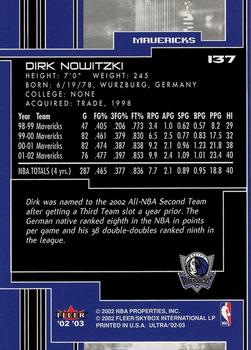 2002-03 Ultra #137 Dirk Nowitzki Back