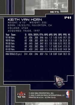 2002-03 Ultra #141 Keith Van Horn Back