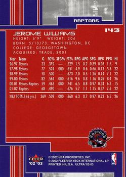 2002-03 Ultra #143 Jerome Williams Back
