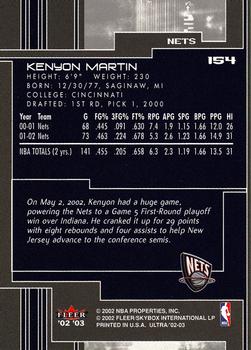 2002-03 Ultra #154 Kenyon Martin Back