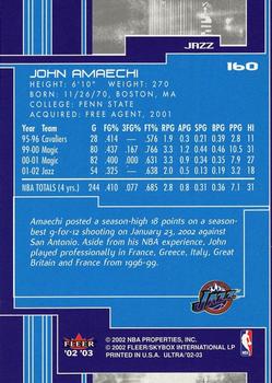 2002-03 Ultra #160 John Amaechi Back
