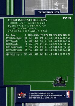 2002-03 Ultra #173 Chauncey Billups Back