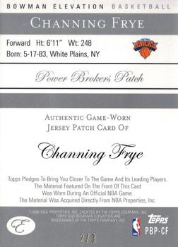 2006-07 Bowman Elevation - Power Brokers Patches (3) Red #PBP-CF Channing Frye Back
