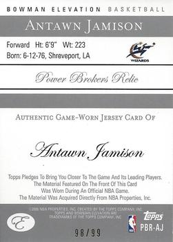 2006-07 Bowman Elevation - Power Brokers Relics (99) #PBR-AJ Antawn Jamison Back