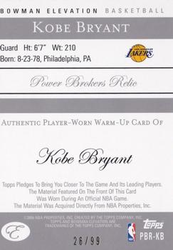 2006-07 Bowman Elevation - Power Brokers Relics (99) #PBR-KB Kobe Bryant Back